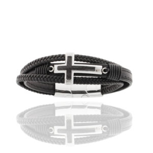 Herrenarmband Kreuz Edelstahl/Carbon