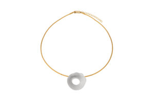 Collier mit Behang 925 AG bic. gelb/weiss