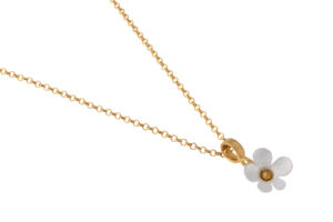 Collier mit Behang Blume 925 AG bic. gelb/weiss