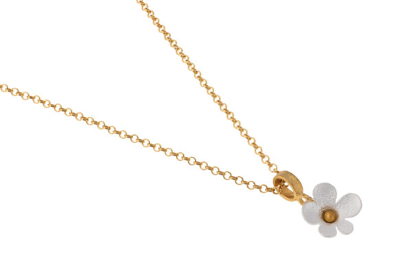Collier mit Behang Blume 925 AG bic. gelb/weiss