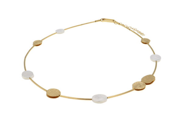 Collier ohne Stein 925 AG bic. gelb/weiss