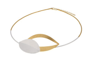 Collier ohne Stein 925 AG bic. gelb/weiss