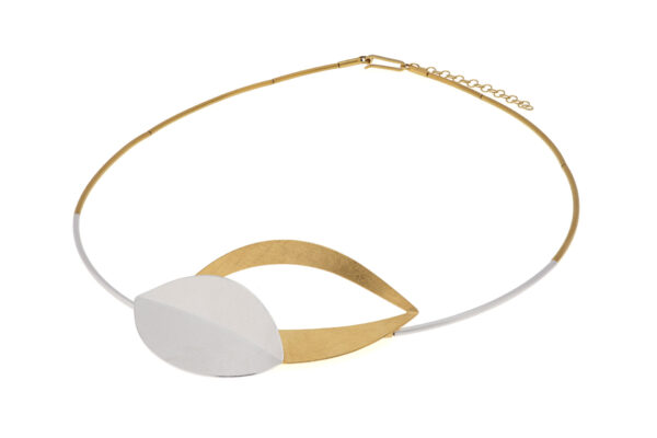 Collier ohne Stein 925 AG bic. gelb/weiss
