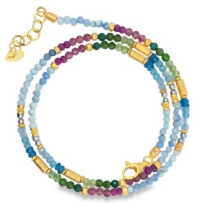 Steinkette 925 AG gelb vergoldet