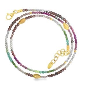 Steinkette 925 AG gelb vergoldet