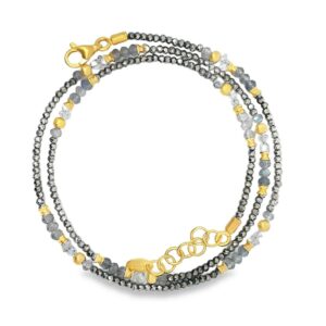 Steinkette 925 AG gelb vergoldet