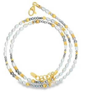 Steinkette 925 AG gelb vergoldet