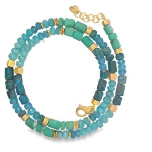 Steinkette 925 AG gelb vergoldet