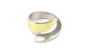 Damenring ohne Stein 925 AG bic. gelb/weiss