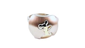 Damenring ohne Stein 925 AG bic. gelb/weiss