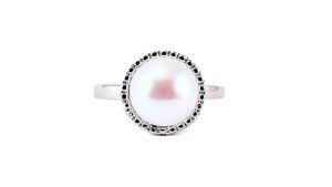 Damenring Perle 585 WG