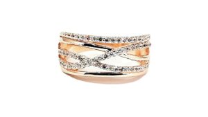 Damenring Mehrsteiner 925 Ag Rosé vergoldet