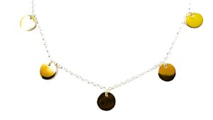 Collier mit Behang 925 AG bic. gelb/weiss