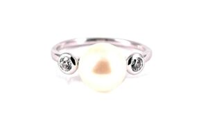 Damenring Perle 925 Ag rhodiniert