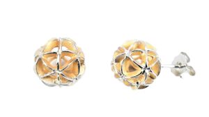 Ohrstecker ohne Stein Kugel 925 AG gelb vergoldet