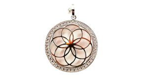 Anhänger Mehrsteiner Lebensblume 925 AG bic. rosé/weiss