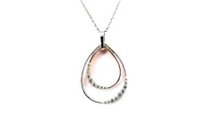 Collier mit Behang Tropfen 925 AG bic. rosé/weiss