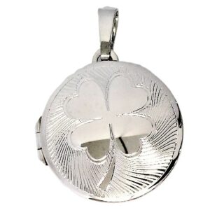 Medaillon Kleeblatt 925 Ag rhodiniert