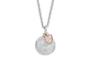 Collier mit Behang Herz Gravurplatte 925 AG bic. rosé/weiss