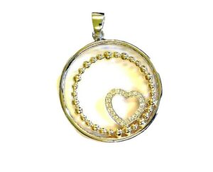 Anhänger Herz Herz 925 AG bic. gelb/weiss