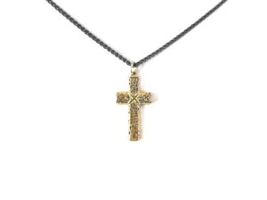 Collier mit Behang Kreuz 925 AG / 585 GG