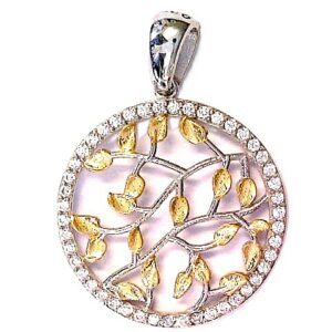 Anhänger Lebensbaum Lebensbaum 925 AG bic. gelb/weiss