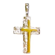 Kreuz 925 AG bic. gelb/weiss