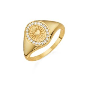 Damenring Mehrsteiner Herz 925 AG gelb vergoldet