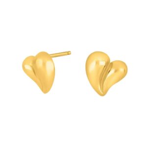 Ohrstecker ohne Stein Herz 925 AG gelb vergoldet
