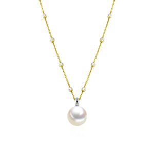 Collier mit Perle 925 AG bic. gelb/weiss