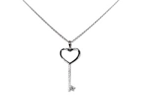 Collier mit Behang Schlüssel 925 Ag rhodiniert