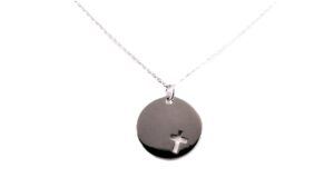 Collier mit Behang Gravurplatte Kreuz 925 Ag rhodiniert