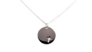 Collier mit Behang Gravurplatte Kreuz 925 Ag rhodiniert