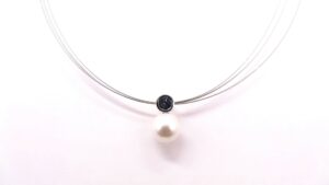 Collier mit Perle 925 Ag rhodiniert