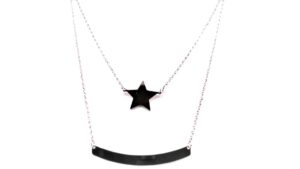 Collier ohne Stein Stern 925 Ag rhodiniert