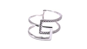 Damenring Mehrsteiner 925 Ag rhodiniert