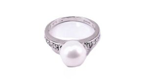 Damenring Perle 925 Ag rhodiniert