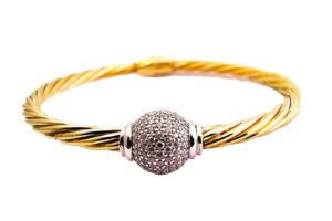 Armreif 925 AG bic. gelb/weiss