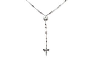 Collier Mehrsteiner Rosenkranz 925 Ag rhodiniert