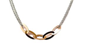 Collier ohne Stein 925 AG bic. rosé/weiss