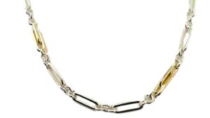 Collier ohne Stein 925 AG bic. gelb/weiss