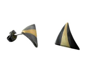 Ohrstecker ohne Stein 925 AG bic. gelb/weiss