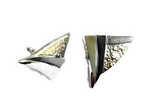 Ohrstecker ohne Stein 925 AG bic. gelb/weiss