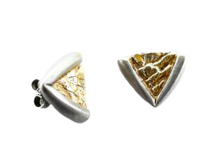 Ohrstecker ohne Stein 925 AG bic. gelb/weiss