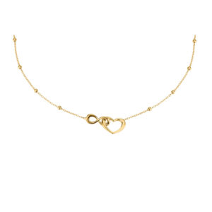 Collier ohne Stein Herz Unendlichkeitszeichen 925 AG gelb vergoldet