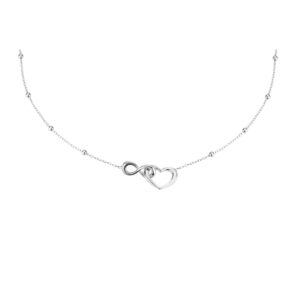 Collier ohne Stein Herz Unendlichkeitszeichen 925 Ag rhodiniert