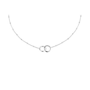 Collier ohne Stein Doppelringe 925 Ag rhodiniert