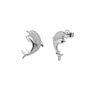 Ohrstecker Mehrsteiner Delfin 925 Ag rhodiniert