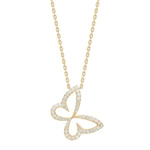 Collier mit Behang Schmetterling 925 AG gelb vergoldet