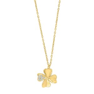 Collier mit Behang Kleeblatt 925 AG gelb vergoldet